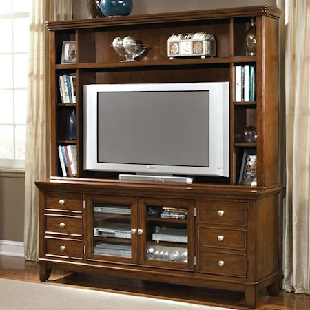 TV Console with Bookshelves and Drawer Storage